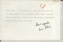[Carta] 1971 Feb. 4, [Estados Unidos] [a] Doris Dana