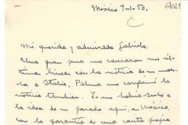[Carta] 1950 ene. 9, México [a] Gabriela Mistral