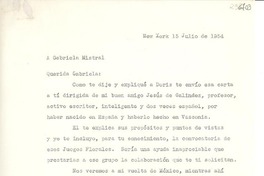 [Carta] 1954 jul. 15, New York [a] Gabriela Mistral