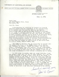 [Carta] 1974 Sept. 6, Los Angeles, California, [EE.UU.] [a] Doris Dana, Baltimore, Md., [EE.UU.]