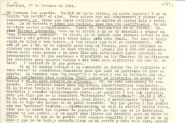 [Carta] 1951 oct. 17, Santiago, [Chile] [a] [Gabriela Mistral]