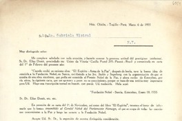 [Carta] 1955 mar. 6, Hda. Chiclín, Trujillo, Perú [a] Gabriela Mistral, [Nueva York, EE.UU.]