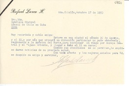 [Carta] 1953 oct. 17, Hda. Chiclín, [Trujillo, Perú] [a] Gabriela Mistral, Cuba
