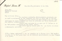 [Carta] 1954 sept. 13, Hda. Chiclín, [Trujillo, Perú] [a] Gabriela Mistral, Chile