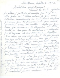 [Carta] 1943 sept. 9, Miraflores, [Perú] [a] Gabriela [Mistral]