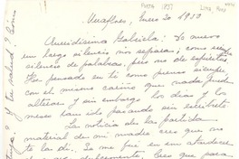 [Carta] 1950 ene. 20, Miraflores, [Perú] [a] Gabriela [Mistral]