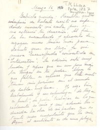 [Carta] [1950] mar. 16, [Miraflores, Lima, Perú] [a] Gabriela [Mistral]