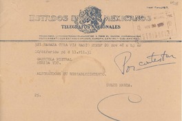 [Telegrama] 1948 nov. 20, [La] Habana, Cuba [a] Gabriela Mistral, Mérida, Yuc[atán], [México]