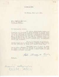[Carta] 1949 ene. 31, La Habana, [Cuba] [a] Gabriela Mistral, Hotel Mocambo, Veracruz, México