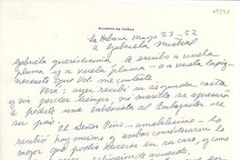 [Carta] 1952 mar. 23, La Habana, [Cuba] [a] Gabriela Mistral