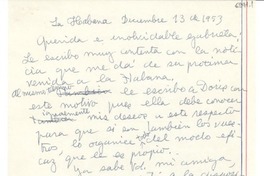 [Carta] 1953 dic. 13, La Habana, [Cuba] [a] Gabriela Mistral