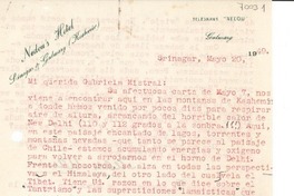 [Carta] 1949 mayo 20, Srinagar, [India] [a] Gabriela Mistral