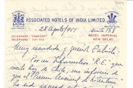 [Carta] 1951 ago. 28, [New Delhi, India] [a] Gabriela [Mistral], [Rapallo, Italia]