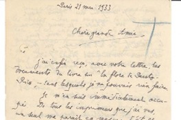 [Carta] 1933 mayo 21, Paris [a] [Gabriela Mistral]