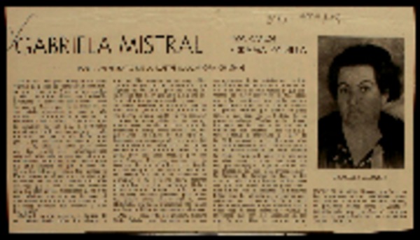 Gabriela Mistral (ante un retrato de la ilustre educadora chilena)