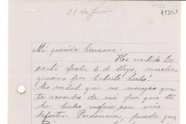 [Carta] 1933 jun. 21, [La Serena] [a] Gabriela Mistral