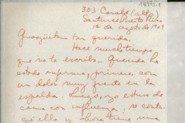 [Carta] 1949 ago. 1, 303 Canals (altos), Santurce, Puerto Rico [a la] Guagüita tan querida