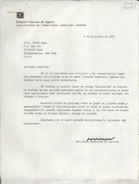 [Carta] 1970 dic. 5, Buenos Aires, Argentina [a] Srta. Doris Dana, P. O. Box 784, Hildreth Lane, Bridgehampton, New York, U. S. A.