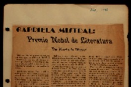 Gabriela Mistral Premio Nobel de literatura