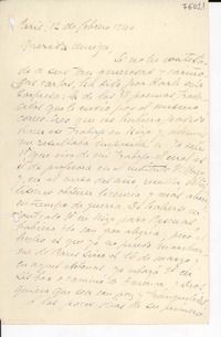 [Carta] 140 feb. 12, París [a] Gabriela Mistral