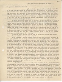 [Carta] 1942 sept. 15, Santiago, [Chile] [a] Gabriela Mistral