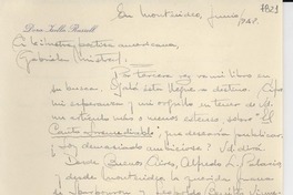[Carta] 1948 jun., Montevideo [a] Gabriela Mistral