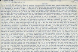 [Carta] 1942 jul. 27, Buenos Aires [a] Gabriela Mistral, Río [de Janeiro]