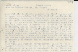 [Carta] 1950 mar. 2, Buenos Aires, [Argentina] [a] Gabriela Mistral, México