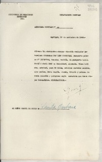 Aerograma Circular N° 40, 1948 nov. 18, Santiago [al] señor Consul de Chile en Santa Barbara