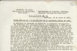 Boletín N° 55, 1949 mar. 15, Santiago, [Chile] Mayor entrada de $ 1.352.253.144 en el ejercicio fiscal de 1948