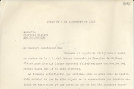 [Carta] 1945 dic. 5, Santa Fe, [Argentina] [a] Gabriela Mistral, Río de Janeiro