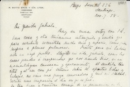 [Carta] 1938 nov. 7, Santiago [a] Gabriela Mistral
