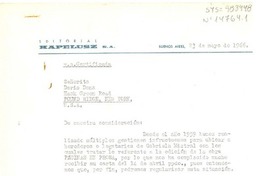 [Carta] 1966 mayo 23, Buenos Aires, [Argentina] [a] Doris Dana, Pound Ridge, New York, U.S.A.