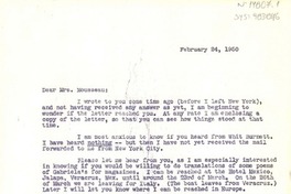 [Carta] 1950 feb. 24, Jalapa, Veracruz, México [a] Mrs. Mosseau [Estados Unidos]