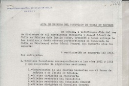 Acta de entrega del Consulado de Chile en Nápoles