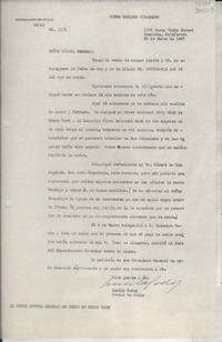 [Oficio] N° 155, 1947 mar. 25, Monrovia, California, [Estados Unidos] [al] Señor Cónsul General de Chile en Nueva York