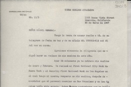 [Oficio] N° 155, 1947 mar. 25, Monrovia, California, [Estados Unidos] [al] Señor Cónsul General de Chile en Nueva York