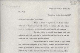 [Oficio] N° 271, 1947 abr. 11, Monrovia, [Estados Unidos] [a] la excelentísima Sra. Presidenta de Chile, Santiago de Chile