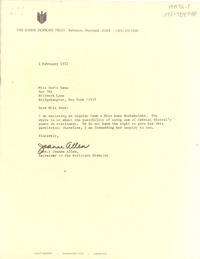 [Carta] 1971 oct. 22, [Baltimore, Maryland, Estados Unidos] [a] Doris Dana, New York, [Estados Unidos]
