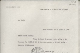 [Oficio] N° 4315, 1948 jul. 21, Santa Barbara, [EE.UU.] [al] Señor Cónsul General de Chile en Nueva York, [EE.UU.]