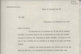 [Oficio] N° 77, 1949 feb. 2, Veracruz, [México] [al] Señor Ministro de Relaciones Exteriores, Santiago de Chile
