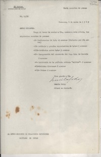 [Oficio] N° 1918, 1949 mar. 4, Veracruz, [México] [al] Señor Ministro de Relaciones Exteriores, Santiago de Chile