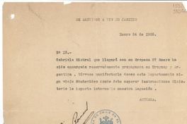 [Carta] 1925 ene. 24, Santiago, [Chile] [a] Embajada en Río de Janeiro