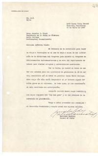 [Carta] N° 111, GM/cs, 1947 mar. 25, 1305 Buena Vista Street, Monrovia, California, [EE.UU.] [a la] Srta. Annetta I. Clark, Secretaria de la Junta de Síndicos Smith College, Northampton, Massachusetts, [EE.UU.]