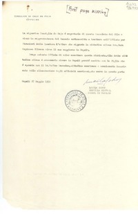 [Carta] 1952 magg. 27, Napoli, Consulado de Chile, Nápoles, Italia