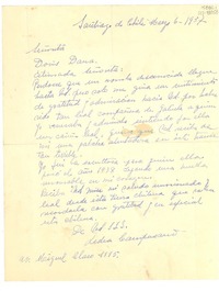 [Carta] 1957 mar. 6, Santiago, Chile [a] Doris Dana, [New York, Estados Unidos].