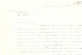 [Carta] 1957 ene. 10, Buenos Aires, [Argentina] [a] Doris Dana, Long Island, New York, [Estados Unidos].