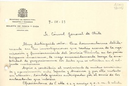 [Carta] 1933 sept. 7, [España] [al] Sr. Cónsul General de Chile, [España]