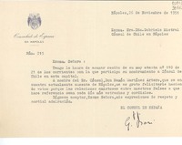 [Carta] 1951 nov. 26, Nápoles, [Italia] [a] Excma. Sra. Dña. Gabriela Mistral, Cónsul de Chile en Nápoles