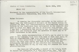 [Carta] 1954 Mar. 26, [Estados Unidos] [a] Madam Chairman